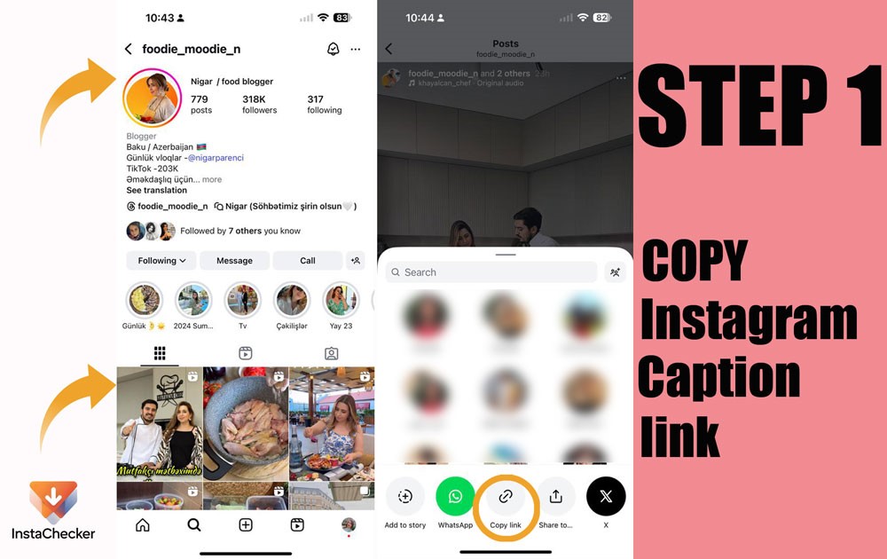 Copy the Instagram post or Reel link