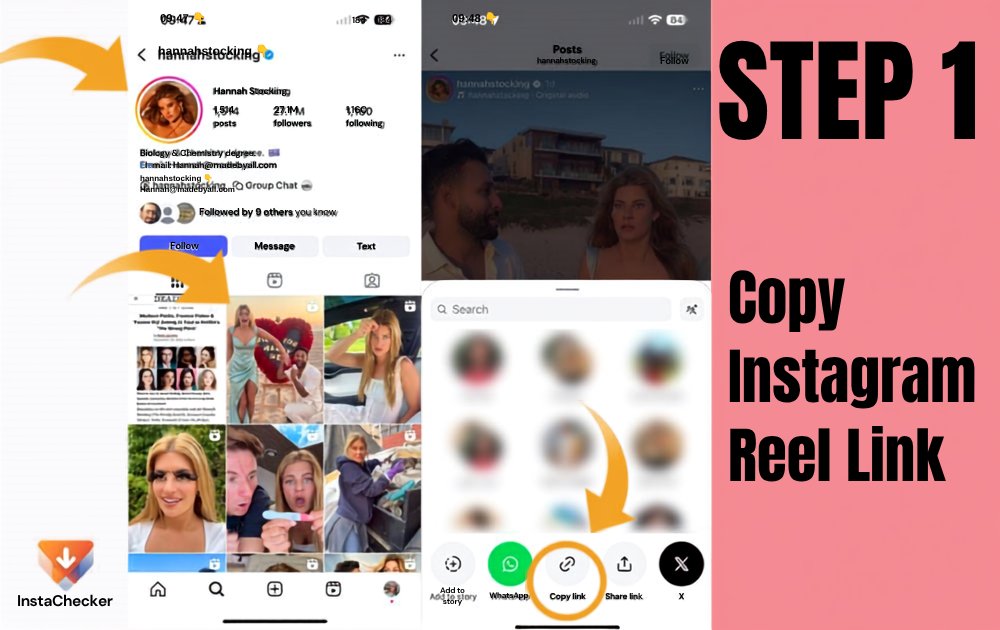 Step 1 copy Instagram Reel link on iPhone or Android