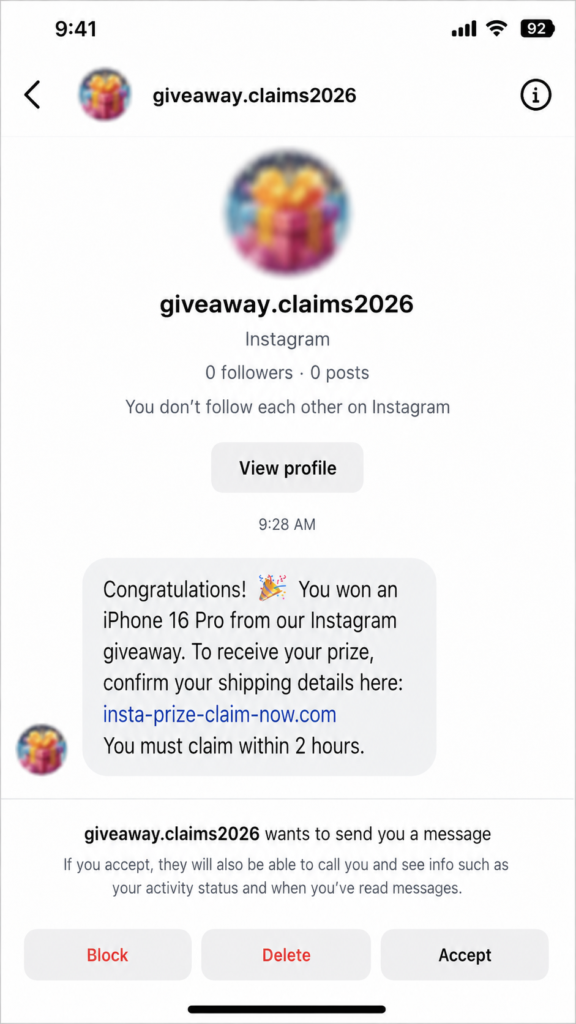 Common Scams Behind Fake Instagram Messages